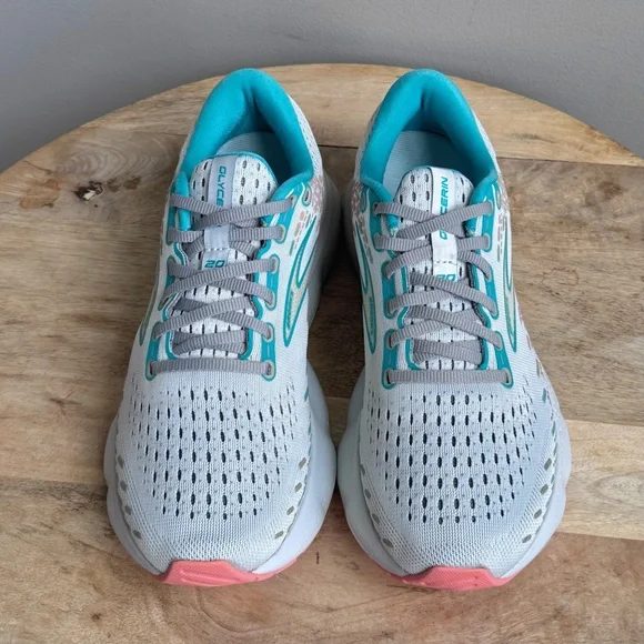 Brooks Glycerin 20 Running Shoes Women’s 9 Gray Coral Latigo Bay Aqua Blue - Picture 7 of 11